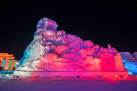 哈尔滨冰雪大世界冰世界高清图片素材