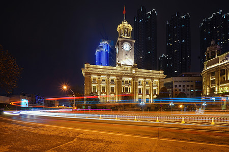 节日亮灯的武汉关夜景高清图片