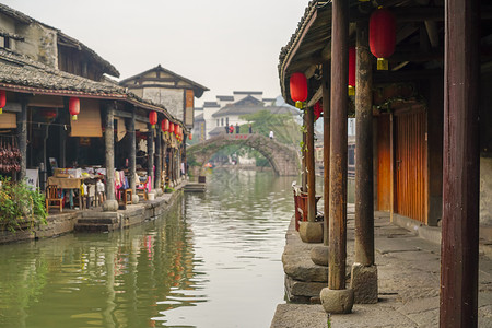 浙江绍兴鲁镇景区风光水高清图片素材