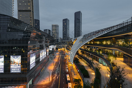 夜景商业广场华灯初上的苏州中心背景