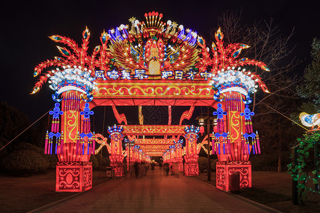 西安大唐芙蓉园灯会夜景新年高清图片素材