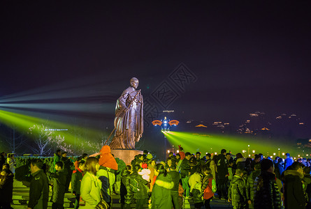 西安大唐不夜城玄奘法师雕像背景图片