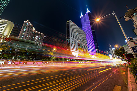 智能住宅夜景深圳城市中心背景