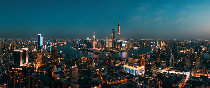 东方明珠航拍航拍上海夜色全景背景