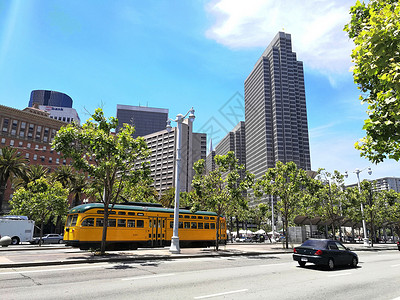 美国校车美国西部行旧金山市路景背景