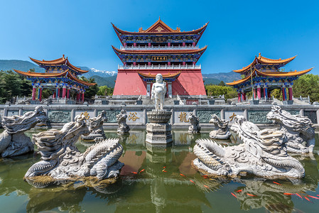 三塔寺广场云南大理崇圣寺石雕背景