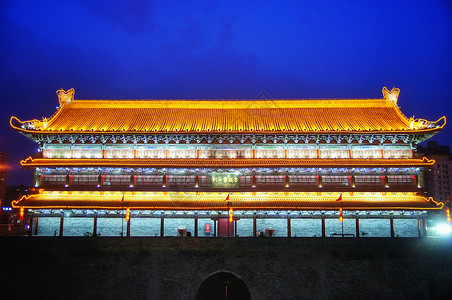 西安城墙夜景高清图片