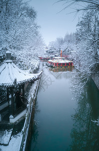 古风雪花素材雪后扬州城背景