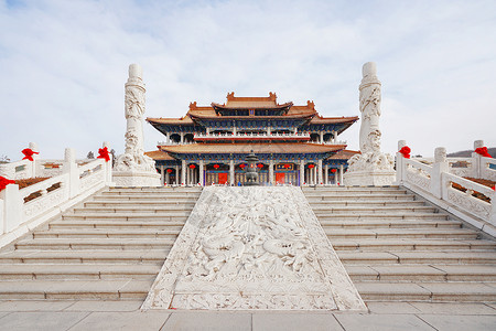 鞍山玉佛苑玉佛寺古建筑群背景图片