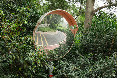 马路道路反光镜背景图片