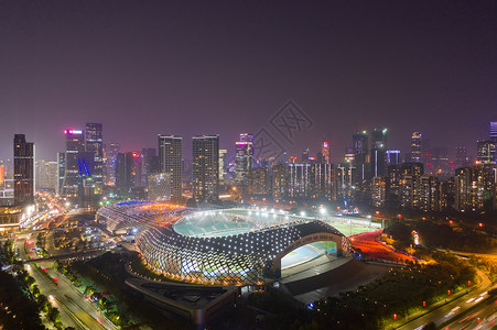 场馆照明深圳湾体育场夜景背景