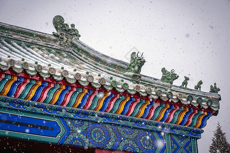 北京地坛公园雪飘宫殿背景