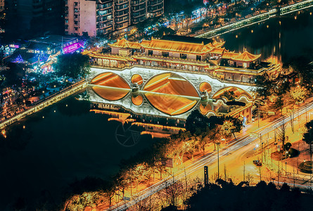 成都市武侯区成都市九眼桥夜景背景