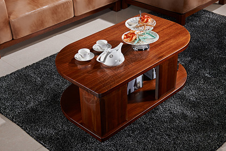室内客厅茶几实木家具高清图片素材