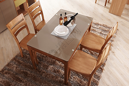 木质餐桌餐厅效果图高清图片素材
