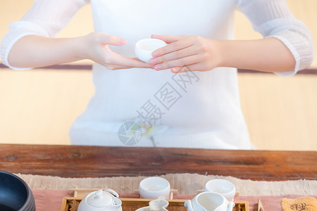 茶道美女端茶背景