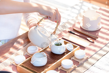 泡茶桌茶艺师沏茶背景