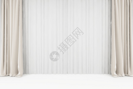 淡白色窗帘木纹样机高清图片