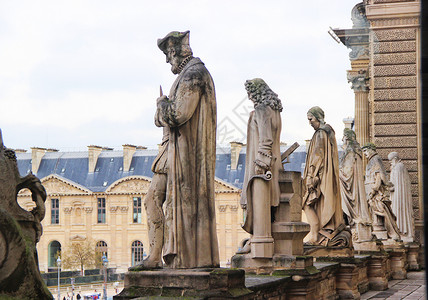 法国宫廷巴黎卢浮宫雕塑背景