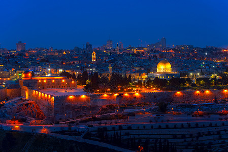 耶路撒冷圣殿山夜景高清图片