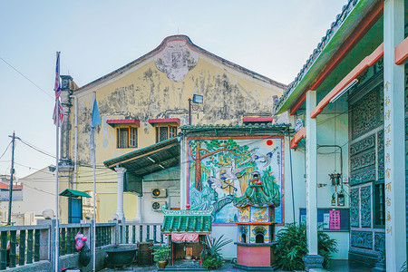 玄关壁画马来西亚槟城天后宫背景