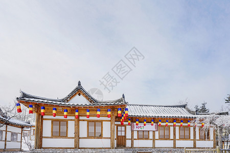 朝鲜风光延边州朝鲜民居背景