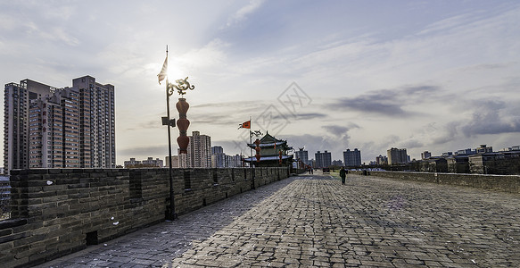 西安城墙初冬历史高清图片素材