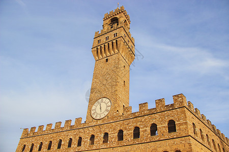 佛伦伦萨佛罗伦萨老市政厅钟楼背景