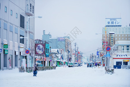 冬天街景北海道函馆街景背景