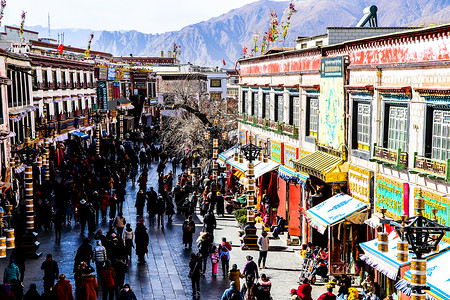 西藏拉萨八廓街民居高清图片素材