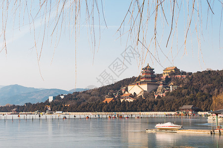 北京颐和园冬季风景建筑高清图片素材