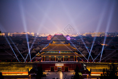 黑白宏伟城墙北京故宫紫禁城上元之夜背景