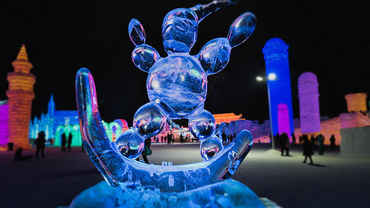 世界节日哈尔滨冰雪大世界冰雕背景