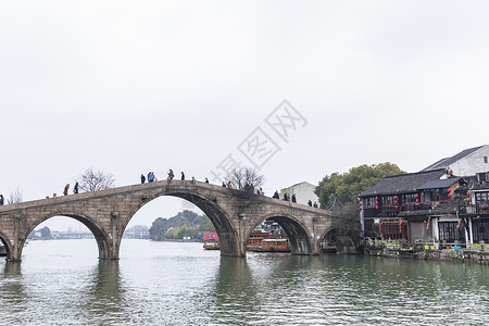 江南古镇朱家角放生桥古建筑高清图片素材