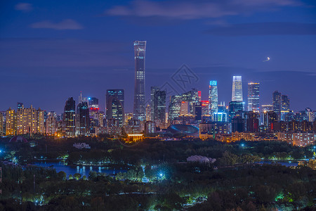 夜景北京CBD建筑空间高清图片素材