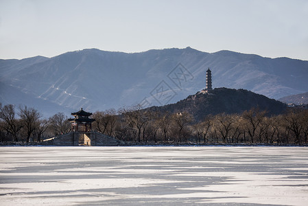 北京颐和园的冬季风光图片