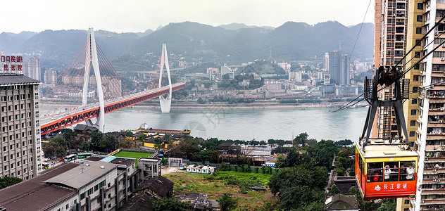 苍山感通索道重庆长江大桥背景