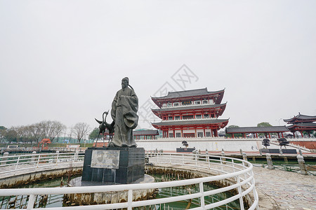 常德司马楼刘禹锡雕像旅游高清图片素材