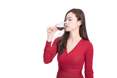 女性喝红酒背景