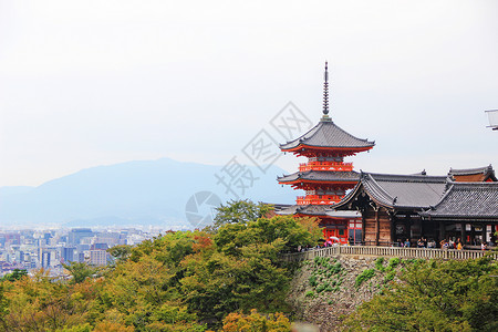日本建筑清水寺日本京都清水寺佛塔背景