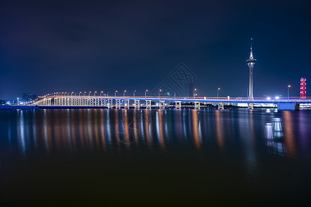 夜景澳门西湾大桥高清图片