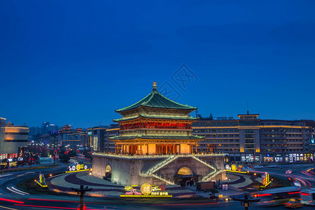 西安钟楼夜景西安钟楼全景背景