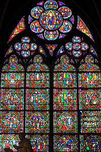 巴黎圣母院彩绘玻璃窗背景