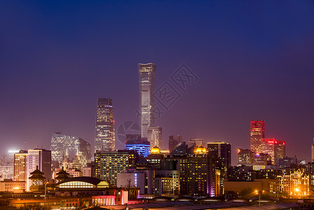 央视大楼夜景北京CBD城市夜景建筑背景