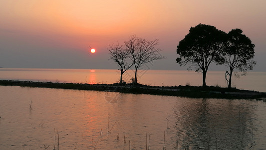江南春色太湖的黄昏景象高清图片