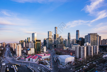 蓝天白云北京北京CBD城市建筑群背景