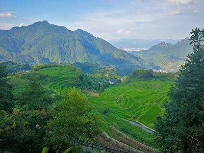 浙江丽水云和梯田景区蓝天高清图片素材