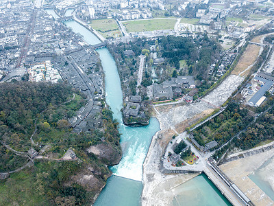 航拍都江堰5A景点都江堰图片素材