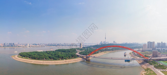 武汉汉江与长江交汇处全景长片图片