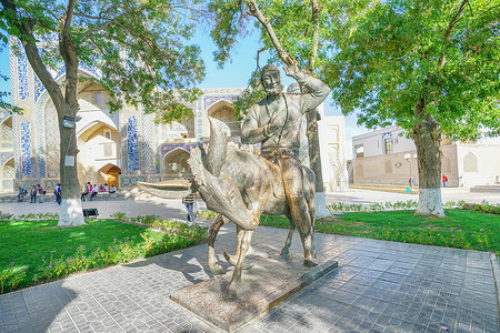 乌兹别克斯坦阿凡提雕像背景图片